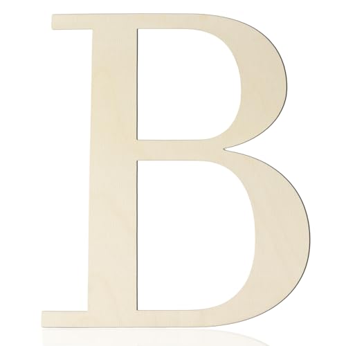 12 Inch Large Wooden Letters B for Wall Decor Unfinished Wood Letter Cutout | Paintable Alphabet Letter for DIY Wood Crafts Project 1/5 Inch Thick Cutouts Birthday Wedding Party Home Name Sign Decoration - color: B