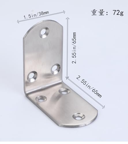 4 Pack Flat Mending Plate for Wood, Stainless Steel Straight Brackets Flat Repair Fixing Wood Brace Joining Plates Connector with Fixing Screws (8, L-Shaped Bracket 1.5*2.55*2.55in) - size: L-Shaped Bracket 1.5*2.55*2.55 in