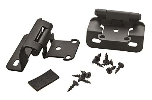 Amerock 1 Pair 1/2" Overlay Matte Black Partial Wrap Cabinet Hinge - color: Matte Black, size: 1/2 Inch (13 mm) Overlay
