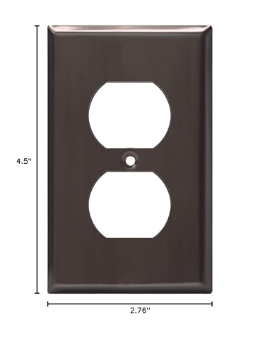 ENERLITES Duplex Receptacle Metal Wall Plate, 1-Gang, Brushed Black - color: Brushed Black, size: Standard Size