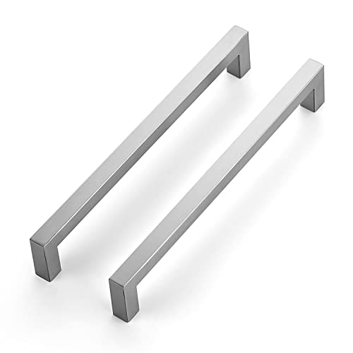 Ravinte Brushed Nickel Square Cabinet Handles & Pulls 8 Inch 10 Pack - size: 8-1/2 in (8 in Hole Center)