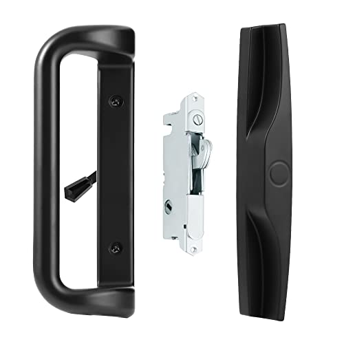 House Guard Sliding Patio Door Handle Set, Mortise Lock, 3-15/16", Black - color: Black