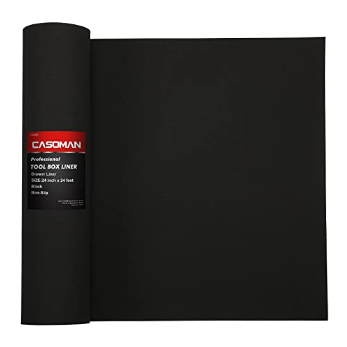 CASOMAN Professional Tool Box Liner and Drawer Liner - 24 inch (Wide) x 24 feet (Long), Non-Slip,Easy Cut, Black - size: 24"W x 288"L