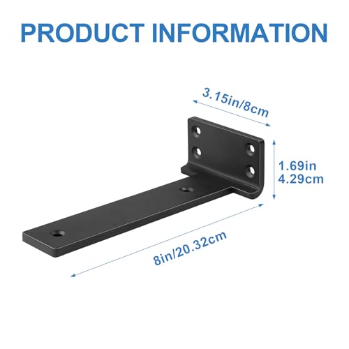 Black L Brackets Metal Heavy Duty Shelf Brackets 8 in 6 Pack , Floating Shelf Bracket for Shelves Support Bracket for DIY Decorative with Screws - size: 8Inch