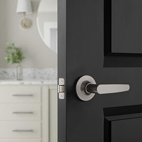 Amazon Basics Easy Installation Straight Door Lever, Passage, Satin Nickel, 1-Pack - size: 1 Pack