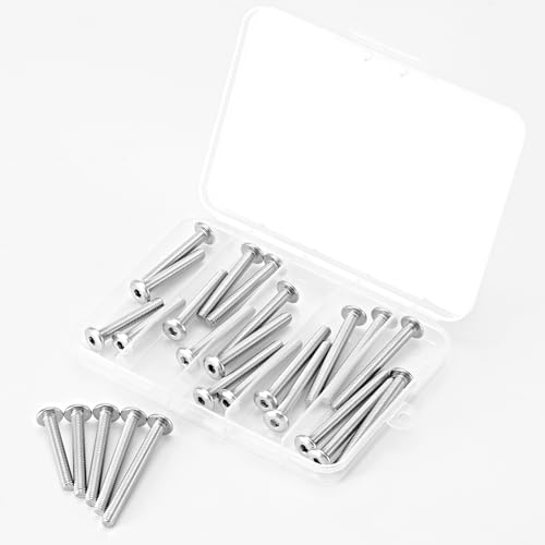 M6 x 40mm 45mm 50mm 55mm 60mm Flat Round Head Hex Socket Cap Screws Bolts, Furniture Screws, 304 Stainless Steel, Metric Fully Threaded, Allen Hex Drive, Bright Finish, Assortment Kit 25PCS - size: M6 x 40/45/50/55/60mm (25PCS)