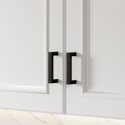 Goldenwarm 3 Inch 10 Pack Black Cabinet Handles Kitchen Drawer Pulls - color: Black, size: 3'' Hole Center
