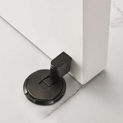 Magnetic Door Stopper, Windproof Floor Door Stop, 1 Pack - color: Matt Black