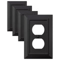 Classic Architecture Wall Plates,Light Switch covers, Electrical Outlet Covers, Duplex receptacle wall plates,Mid Size Bamboo Fiber Material Switch plates Matte Black (1 Gang Duplex 4PK) - style: 1 Gang Duplex 4PK