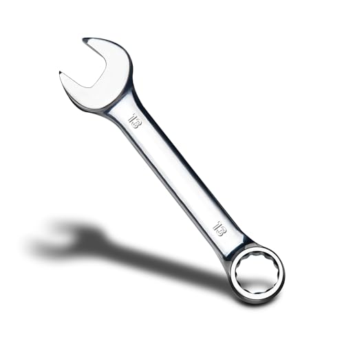 zhax 13mm Metric Stubby Combination Wrench, 12 Point Box End, 15 Degree Offset Design, Mirror Polish Finish, Forged CR V Steel, Hand Tools for Mechanics, Ideal for Auto and Home Repair - size: 13mm