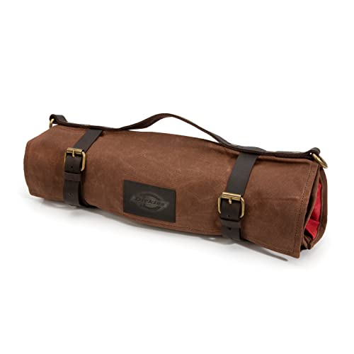 Dickies Chef Knife Roll Bag Portable Organizer and Cutlery Storage Roll, Waxed Canvas and Leather, Medium - size: Medium