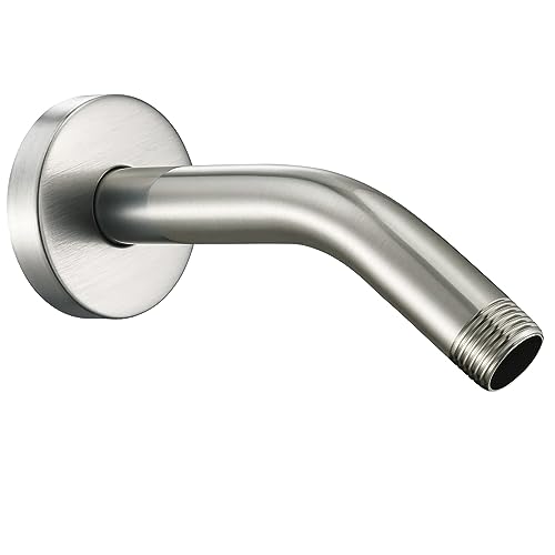 Shower Arm with Flange, 6 Inches Wall Mount Replacement Shower Head Arm For Fixed Shower Head and Handheld Showerhead, Brushed Nickel - color: Brushed Nickel, style: 6 Inch