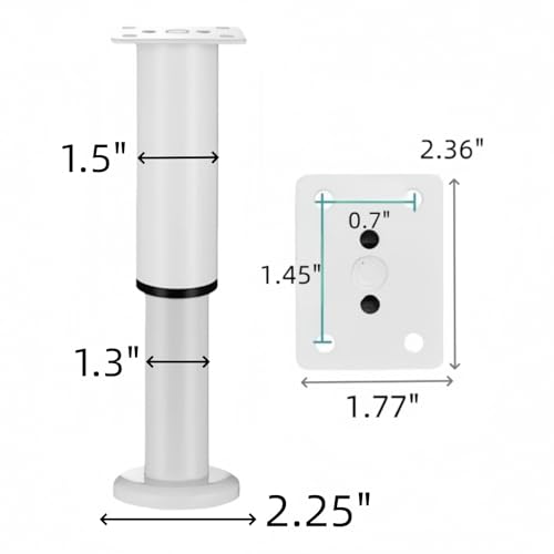 4Pcs White Adjustable 9.64-16.6 Inch Metal Furniture Legs for Cabinet Sofa - color: White, size: 9.64"-16.6"-Set of 4