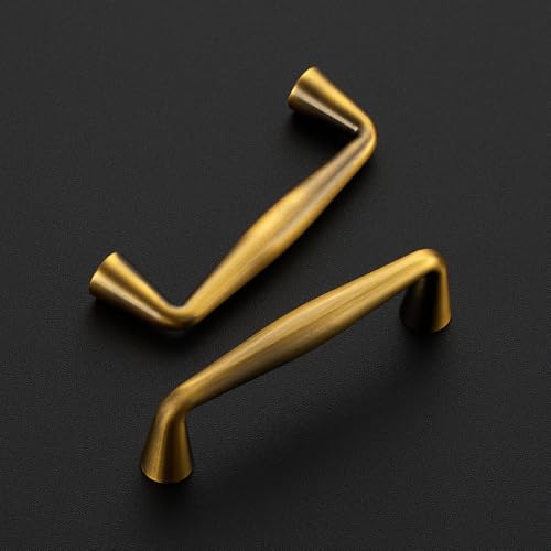 Ravinte Brushed Brass Cabinet Handles Solid Handles,3 Inch,5 Pack - color: Brushed Brass, size: 3 Inches Hole Center