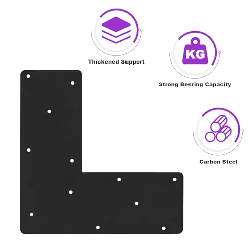 4 Pcs 13.2"x 5"L Shape Flat Bracket, Mending Plate with Black Powder-Coated Right Angle Brackets, Corner Bracket, L Shape Plate Fit 6x6,8x8 for Repair House,Furniture,Pavilion,Truss framing - style: L Shape(13.2"x13.2"x5")