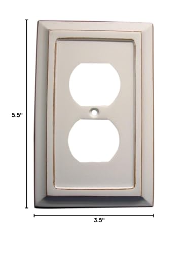 Amerelle 4040DDW Savannah Wallplate, 1 Duplex, Wood, Distressed White, 1-Pack - color: Distressed White, size: 1 Duplex