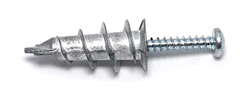 CONFAST Zinc Self-Drilling Metal Drywall Anchors Kit with Screws, 200 Pieces (100 Anchors + 100 Pcs 1" Screws), #8 Wall Anchors for Drywall, Sheetrock, and Hollow-Wall Installation - size: 100, style: Zinc