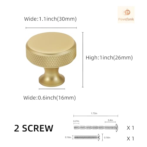 10 Pack Brushed Brass Kitchen Cabinet Knobs Knurled Cabinet Knobs Gold Drawer Knobs Kitchen Cabinet Hardware Handles - color: Brushed Brass, size: Standard