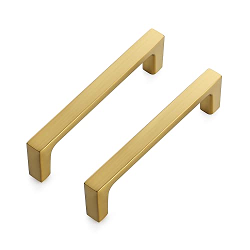Ravinte Brushed Brass Solid Pulls Cabinet Handles 3-3/4 Inch 10 Pack - size: 3-3/4 Inch Hole Center