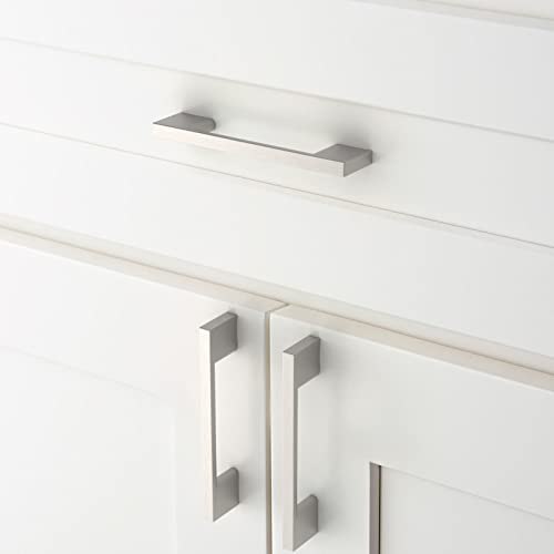 Amerdeco 10 Pack Brushed Satin Nickel Cabinet Pulls 3-3/4 Inch(96MM) Hole Centers Kitchen Cabinet Handles Cabinet Hardware Kitchen Handles for Cabinets Cupboard Handles Drawer Pulls ZH0060 - color: Brushed Satin Nickel, size: 3-3/4"/96MM Hole Center, styl