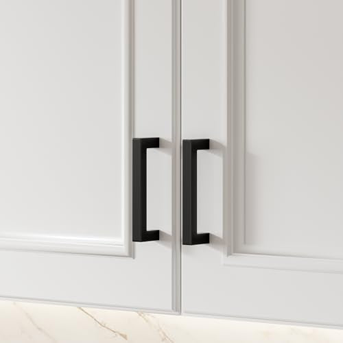 Goldenwarm 3-3/4 Inch 10 Pack Black Cabinet Handles Kitchen Drawer Pulls - color: Black, size: 3 3/4'' Hole Center