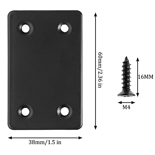 Bonsicoky 8Pcs Flat Straight Brace Brackets, 2.4 x 1.5 / 60 x 38mm - size: 2.4" x 1.5" - 8 PCS, style: Black