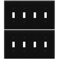ENERLITES Mid-Size 4-gang Toggle Light Switch Cover Plate, 2 Pack, Black - color: Black, size: Mid-Size (Pack of 2)