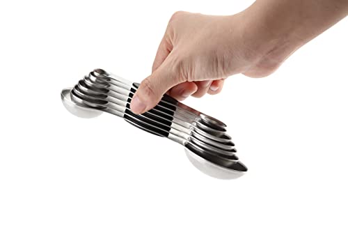 Spring Chef Stainless Steel 8 Magnetic Measuring Spoons Set, 2 Pack, Black - color: Black, size: 2-Pack