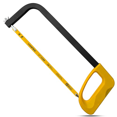 Hanpex 12in. High-Tension Hacksaw Frame with 24 TPI Bi-metal Blade, Hand Saw Suitable for Metal, wood, PVC, Carpentry - style: Hacksaw