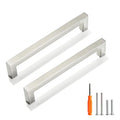 Cabinet Pulls Brushed Nickel Cabinet Handles Square Drawer Pulls, 5 Pack 6-1/4 Inch Stainless Steel Kitchen Door Cupboard Cabinet Handles, Cabinet Hardware Drawer Handles, 160mm Hole Centers - color: Brushed Nickel, size: Two Hole - 6-1/4 inch Hole Center