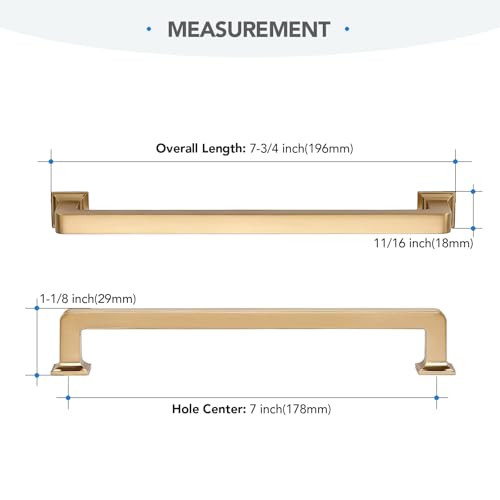 HOME EDIT Champagne Bronze Cabinet Handles Zinc Pulls 7 Inch 5 Pack - color: Champagne Bronze, size: 7 inches Hole Center