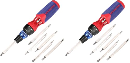 WORKPRO 12-in-1 Ratcheting Multi-Bit Screwdriver Set, Quick-load Mechanism Screwdriver with Double End Bits in Handle (Pack of 2) - size: Standard (Pack of 2)