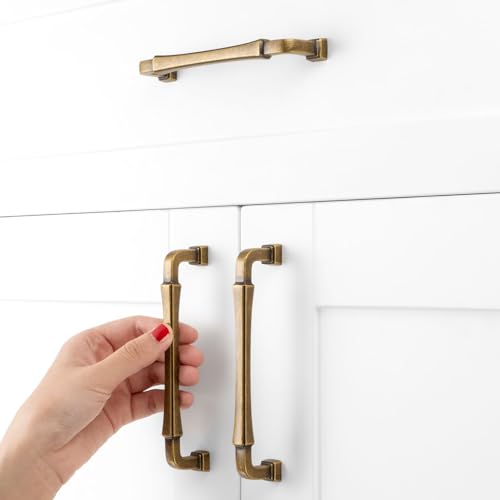 5 Inch Antique Brass Cabinet Pulls Kitchen Handles 10 Pack 3175 - color: Antique Brass, size: 5 In Hole Distance