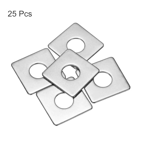 uxcell Square Washer, 25Pcs M10x25x25x1.5mm 304 Stainless Steel Square Plate Washers Flat Pad Spacer Gasket for Hardware Fastener - size: M10x25x25x1.5mm