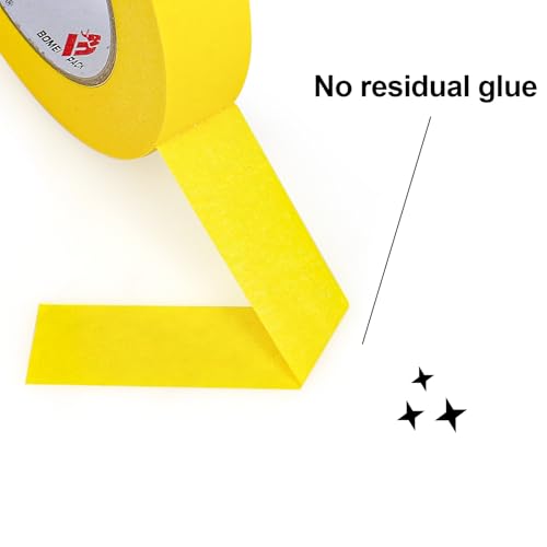 BOMEI PACK Yellow Painters Tape 1 Inch Bulk - Paint Tape 5 Rolls x 1 Inch x 55 Yards - Yellow Masking Tape for Walls Painting, DIY Crafting, and School Projects, Total 275 Yards - color: Yellow