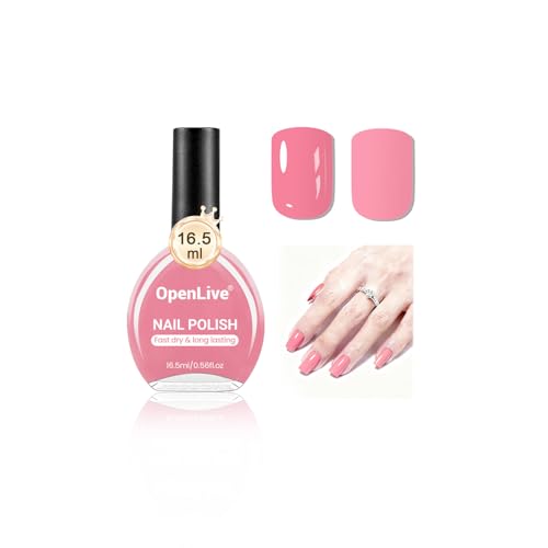 OpenLive 16.5ml Pink Nail Polish Large Volume Quick Drying Nail Polish, Fast Drying and Long Lasting Color Nail Art DIY Home Manicure Gift for Women - color: Pink