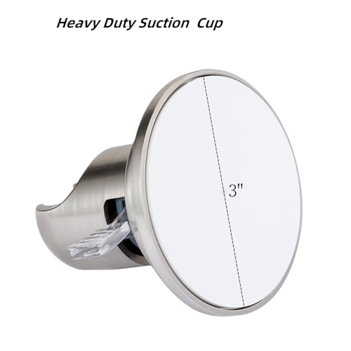 JiePai Suction Cup Shower Head Holder for Handheld Shower,Brushed Nickel | Suction cup holder,No-drill wall mount,fits 3/4 handheld,Works on tile glass metal,Removable,For bathroom/RV - color: Holder-Brushed Nickel