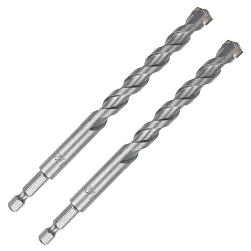 1/2 Inch Masonry Drill Bits (2 Pack - 6" Length Industrial Grade) Carbide Tipped Easily Cuts Through Concrete, Cement, Block, Stone, & More! - size: 1/2 in