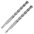 1/2 Inch Masonry Drill Bits (2 Pack - 6" Length Industrial Grade) Carbide Tipped Easily Cuts Through Concrete, Cement, Block, Stone, & More! - size: 1/2 in