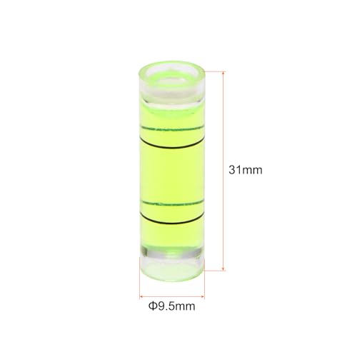 HARFINGTON 10pcs Small Cylindrical Bubble Level Vials 9.5x31mm PMMA Mini Horizontal Bubble Spirit Level Measuring Layout Tools for RV TV Picture Frame Hanging Tool Leveler - size: 9.5x31mm