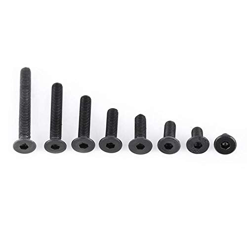 Flat Countersunk Head Socket Screws M3 Assortment Kit, 200Pcs Hex Drive Machine Screws with Storage Box (4-25mm Sizes)