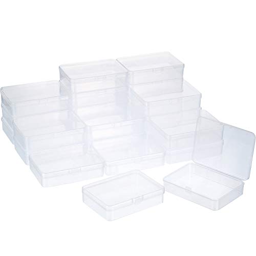 SATINIOR 24 Packs Small Clear Plastic Beads Storage Containers Box with Hinged Lid for Storage of Small Items, Crafts, Jewelry, Hardware(4.5 x 3.3 x 1.2 in) - size: 4.4 x 3.3 x1.2 in