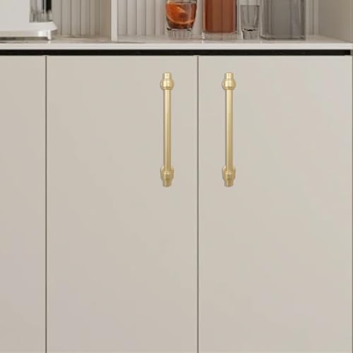 10 Pack Brushed Gold Cabinet Pulls 5 Inch(128mm) Hole Center Drawer Pulls Cabinet Hardware Kitchen Cabinet Handles for Bathroom Dresser Pulls - color: Brushed Gold, size: 5" Hole Center（128mm）