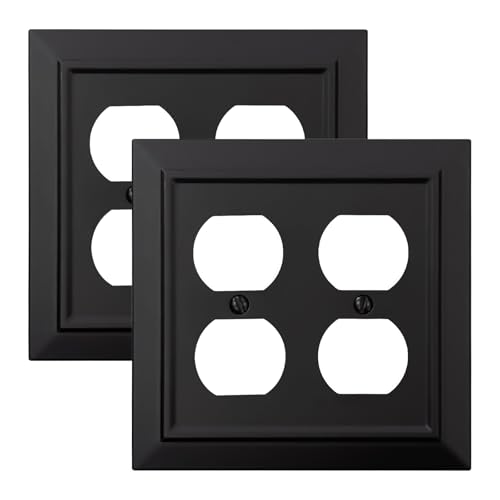 Classic Architecture Wall Plates,Light Switch covers, Electrical Outlet Covers, Duplex receptacle wall plates,Mid Size Bamboo Fiber Material Switch plates Matte Black (2 Gang Duplex 2PK) - style: 2 Gang Duplex 2PK