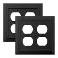 Classic Architecture Wall Plates,Light Switch covers, Electrical Outlet Covers, Duplex receptacle wall plates,Mid Size Bamboo Fiber Material Switch plates Matte Black (2 Gang Duplex 2PK) - style: 2 Gang Duplex 2PK