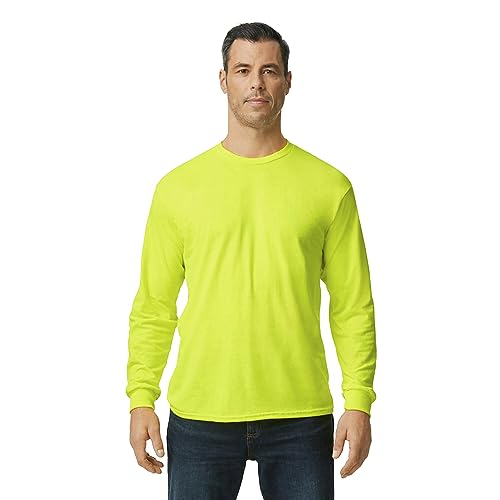 Gildan Adult Heavy Cotton Long Sleeve T-Shirt, Style G5400, 2-Pack - color: Safety Green, size: Large