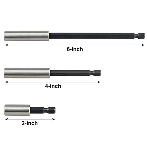 K405 Magnetic Bit Holder with Retaining Ring, 2, 4, 6-inch Extensions, 3-Piece - style: Extension