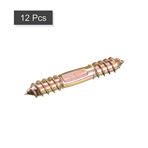 UXCELL 10x60mm Hanger Bolts, 12pcs Double Ended Self-Tapping Thread Dowel Screws for Wood Connecting - size: 60mm