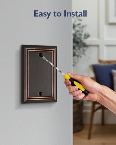 Switch Plates Outlet Covers, 2-Pack Metal Wall Plates, Aged Bronze - color: Aged Bronze, size: 1 Blank 2PK