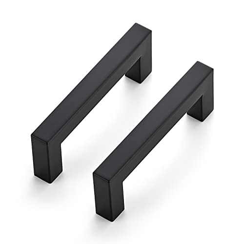 Ravinte Matte Black Cabinet Handles Square Pulls 3-1/2 Inch 3 Pack - size: 4 Inch (3-1/2 Inch Hole Center)